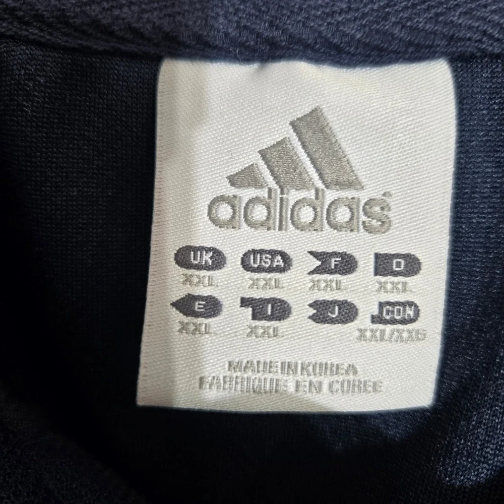 Adidas NY Yankees Polo XXL Navy Blue Embroidered Logo Striped Collar MLB #1489